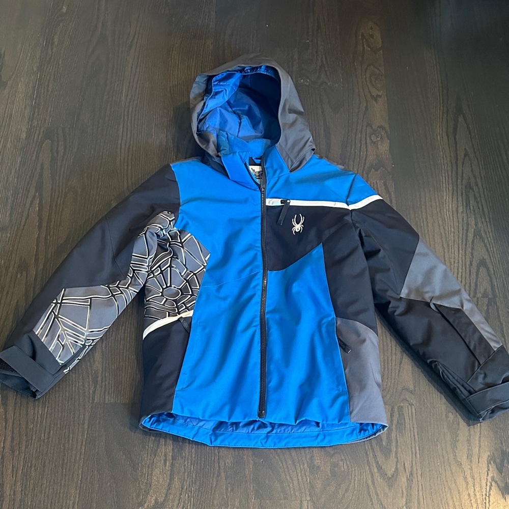 Spyder Boys Ski Black and Blue  Jacket Size 14 excellent condition